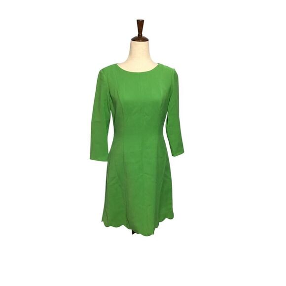Cremieux Green Scalloped Hem A-Line Dress Size 4 - Picture 2 of 9